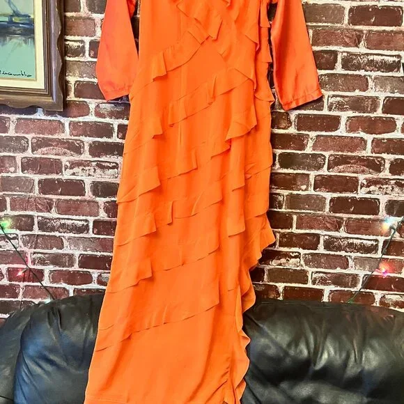 Anewsta Orange Layered Ruffle Maxi Dress - Picture 3 of 15